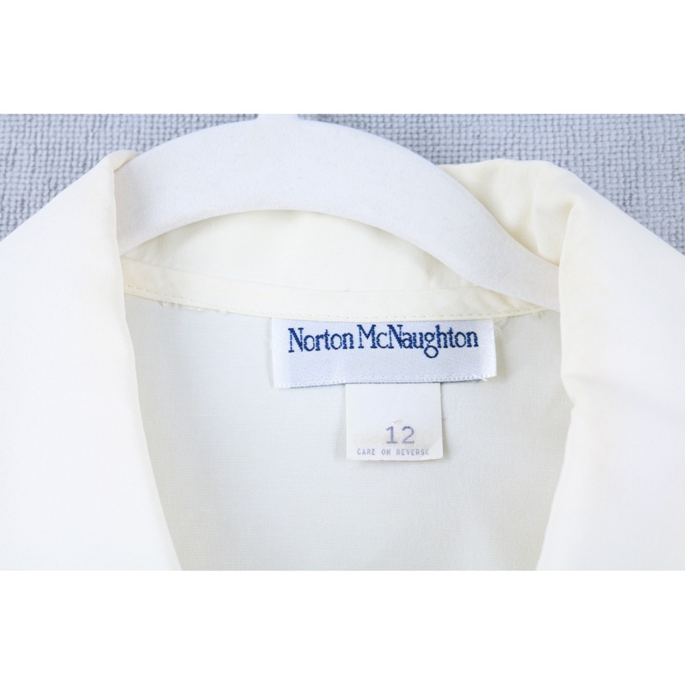 Norton McNaughton Blouse Womens 12 Ivory Embroidered Short Sleeve Vintage Top - Picture 4 of 9